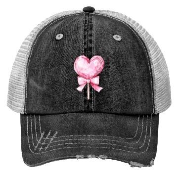 Discover Lollipop with a pink bow Trucker Hats