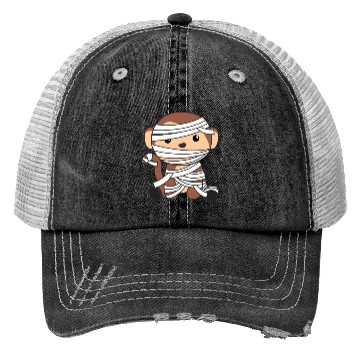 Discover Monkey Mummy Pumpkin Monkeys Happy Halloween Trucker Hats