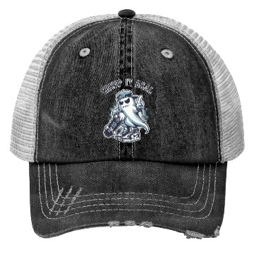 Discover Cool Halloween Ghost with Skateboard Creep It Real Trucker Hats
