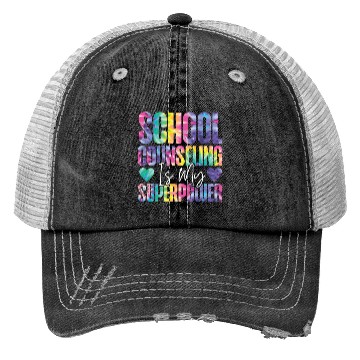 Discover School Counselor Tie Dye School Trucker Hats
