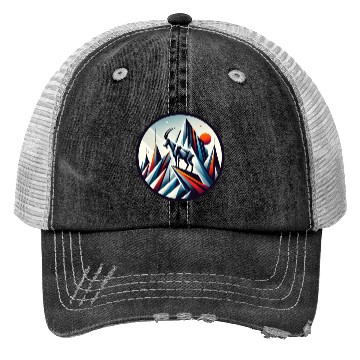 Discover Abstract mountain goat Trucker Hats
