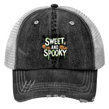 Discover Sweet and Spooky - Sweet Halloween Saying Trucker Hats