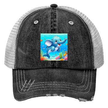 Discover The elephant-dolphin Trucker Hats