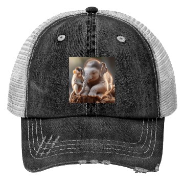 Discover Cute Monkey and Elephant. Trucker Hats