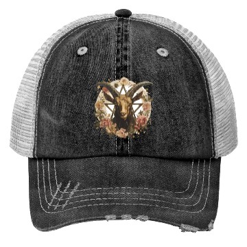 Discover Goat Lucifer Occult Devil Satan For a Heavy Metal Trucker Hats