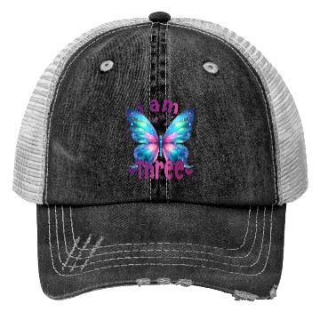 Discover 3rd Birthday Butterfly Third birthday girl 3 years Trucker Hats