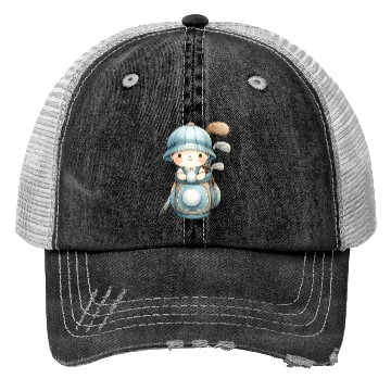 Discover Boy with a Golf Bag Trucker Hats