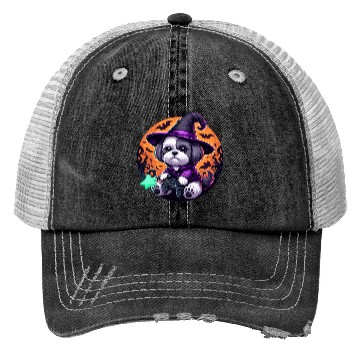 Discover Halloween design Shih Tzu Wizard gamer Trucker Hats