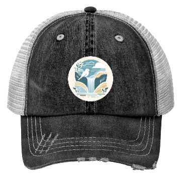 Discover Serenity Waterfall and Bird Trucker Hats