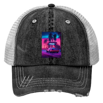 Discover Retro Synthwave Night Drive Trucker Hats