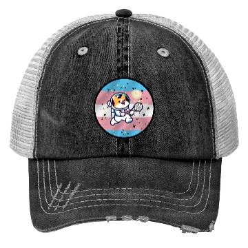 Discover MMA: Meow Space with Trans Flag background Trucker Hats