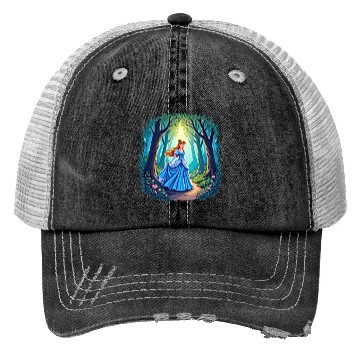 Discover Graceful girl walking in forest Trucker Hats