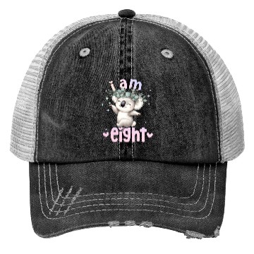Discover 8th Birthday Girl Koala bear 8 Years Eight 8 Birth Trucker Hats