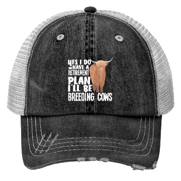 Discover Highland Cow Breeding Pension Plan Trucker Hats