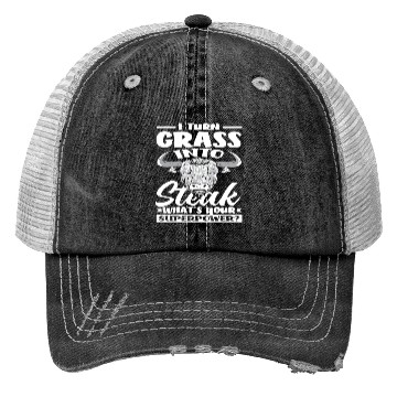 Discover I Turn Grass Into Steak Superpower Highland Trucker Hats