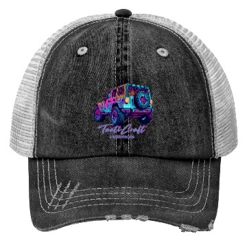 Discover Jeep rear view topographical Trucker Hats