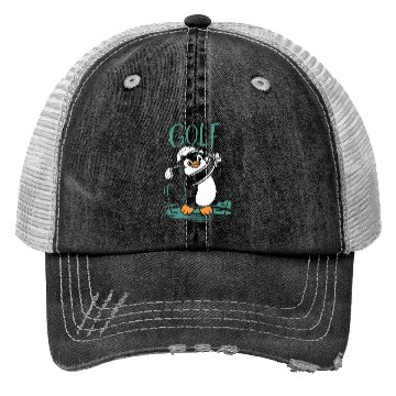 Discover Cute Penguin Golf Swing Fun Golfing Trucker Hats