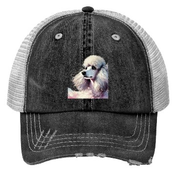 Discover Elegant Poodle in Soft Watercolors Trucker Hats