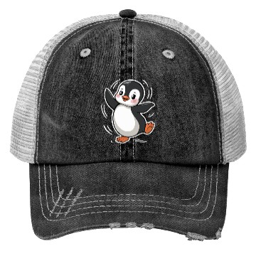 Discover Happy Dancing Penguin Cartoon Design Trucker Hats