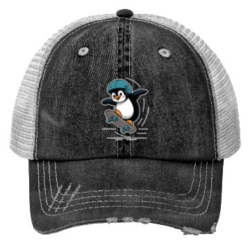 Discover Skating Penguin With Helmet Trucker Hats