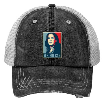 Discover Kamala Harris USA Election Yes SHE CAN Trucker Hats