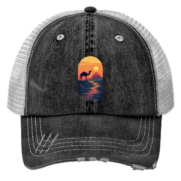 Discover Sunset Behind the Pyramids Trucker Hats