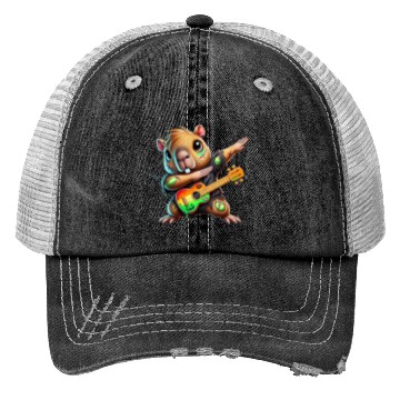 Discover Cute Dabbing Capybara Zombie Squad Guitar Hallowee Trucker Hats