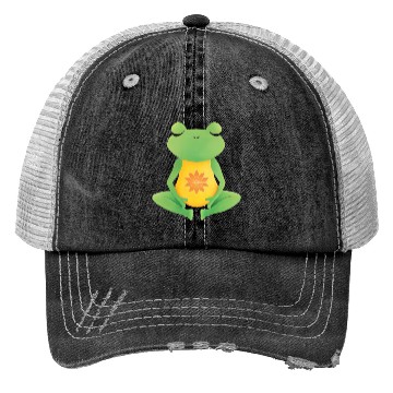 Discover Meditating frog yoga lotus Trucker Hats