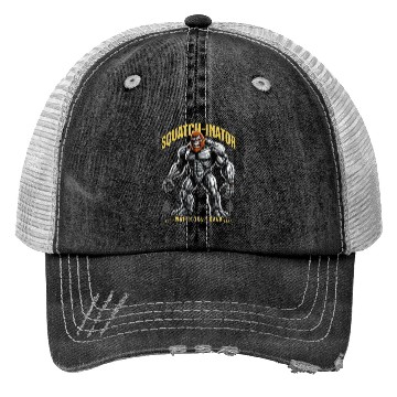 Discover Retro Bigfoot Design, Sasquatch Robot Graphic Trucker Hats
