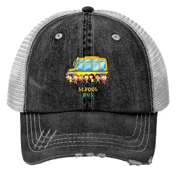 Discover Cool School Bus Here I Come Back to School Driver Trucker Hats
