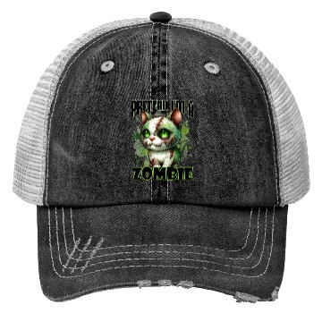 Discover Pretend I'm a Zombie Cat Halloween Design Trucker Hats