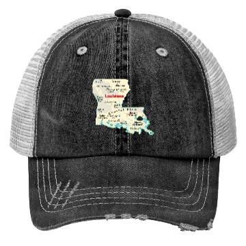 Discover Louisiana map image of state. Trucker Hats