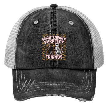 Discover Black Cat and Skeleton Cat Purrfectly Halloween Trucker Hats