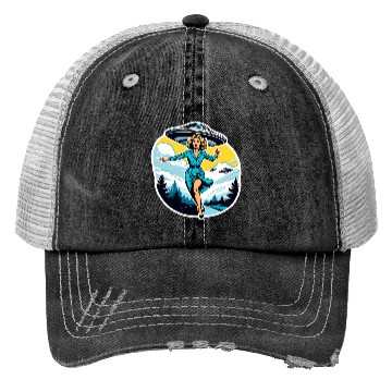 Discover A woman is running from UFOs. Trucker Hats