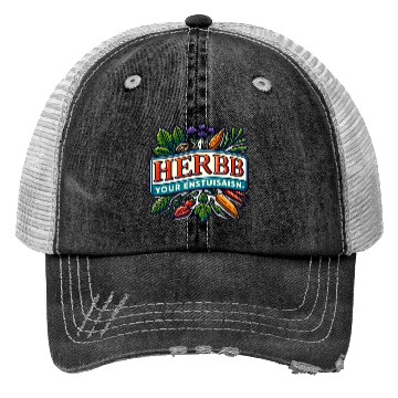 Discover Herb Your Enthusiasm: A fun, punny herbs design. Trucker Hats