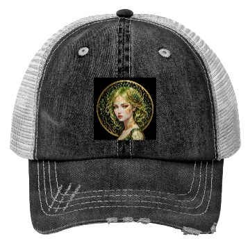 Discover Green-haired forest woman Trucker Hats