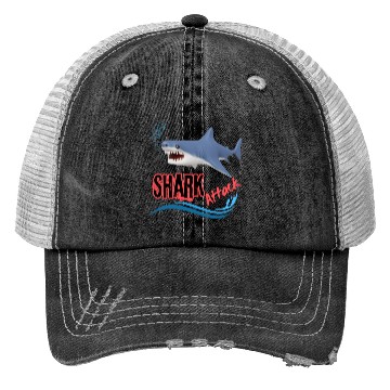 Discover A different unique colorful shark attack design Trucker Hats