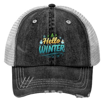 Discover Hello Winter typography vector illustration Trucker Hats