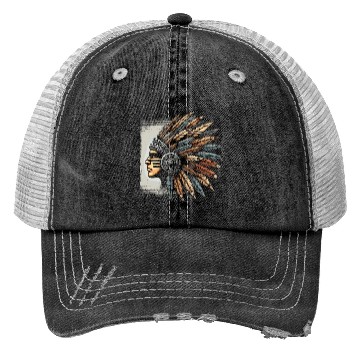 Discover Aztec Warrior Mask with Tribal Art and Ancient Trucker Hats