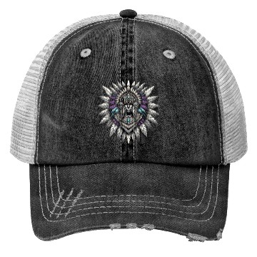 Discover Aztec Warrior Mask with Tribal Art and Ancient Trucker Hats