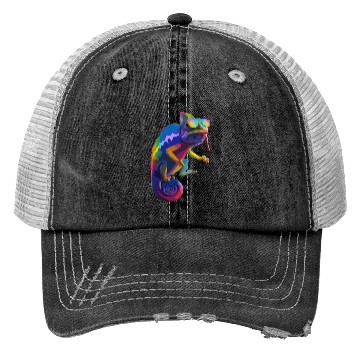 Discover Psychedelic Chameleon Vibes Trucker Hats