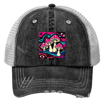 Discover Psychedelic Shrooms: Neon Fungi Fantasy Trucker Hats