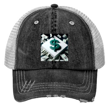 Discover Money Sign Square Trucker Hats