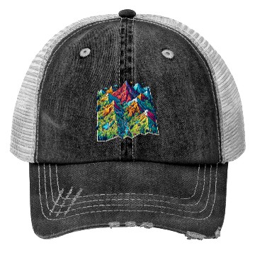 Discover Mountain Adventure Map, Adventure Apparel Trucker Hats