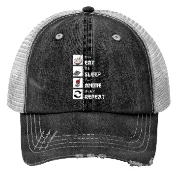 Discover Eat sleep anime repeat manga Trucker Hats