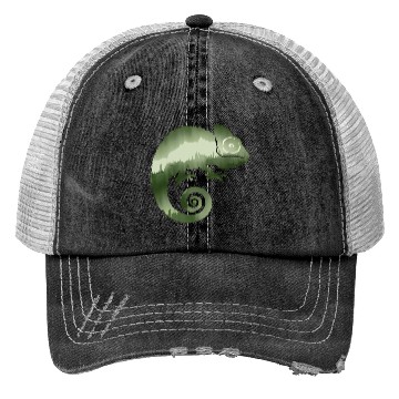 Discover green chameleon monochrome silhouette Trucker Hats
