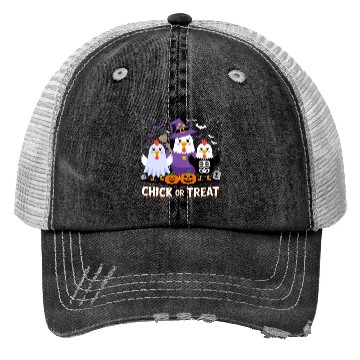 Discover Chick or Treat Halloween Fun with Ghost, Witch, Trucker Hats