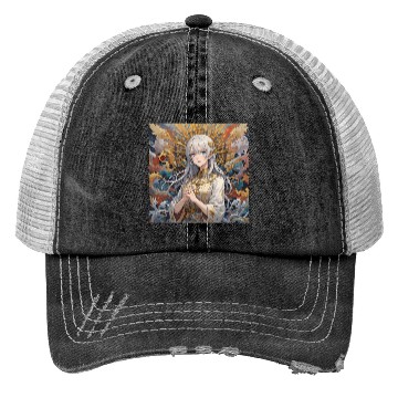 Discover Celestial Serenity: Divine Anime Portrait Trucker Hats