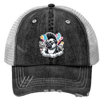 Discover Punk rocker pug 9 Trucker Hats