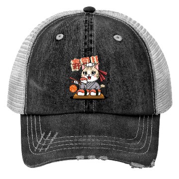 Discover Sushi Chef Cat Adorable Culinary Cat Design Trucker Hats